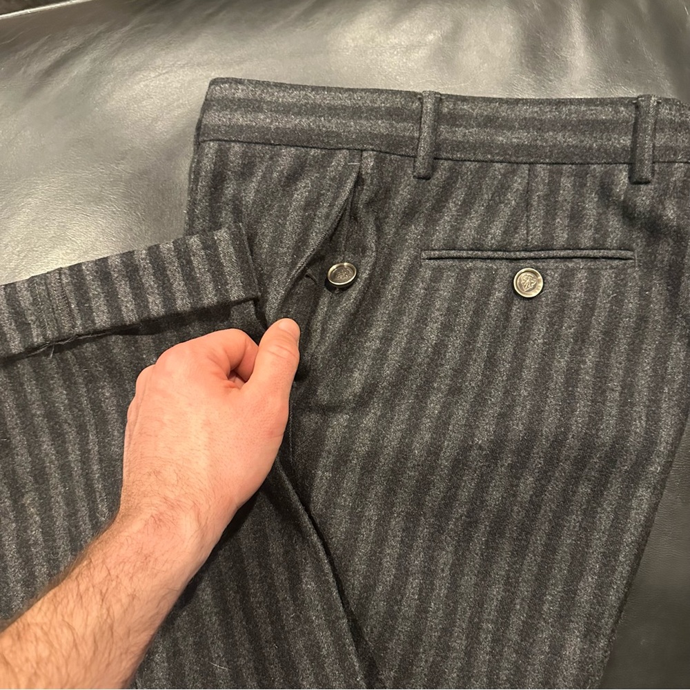 GUCCI Wool Charcoal & Grey Wool Stripped Pants